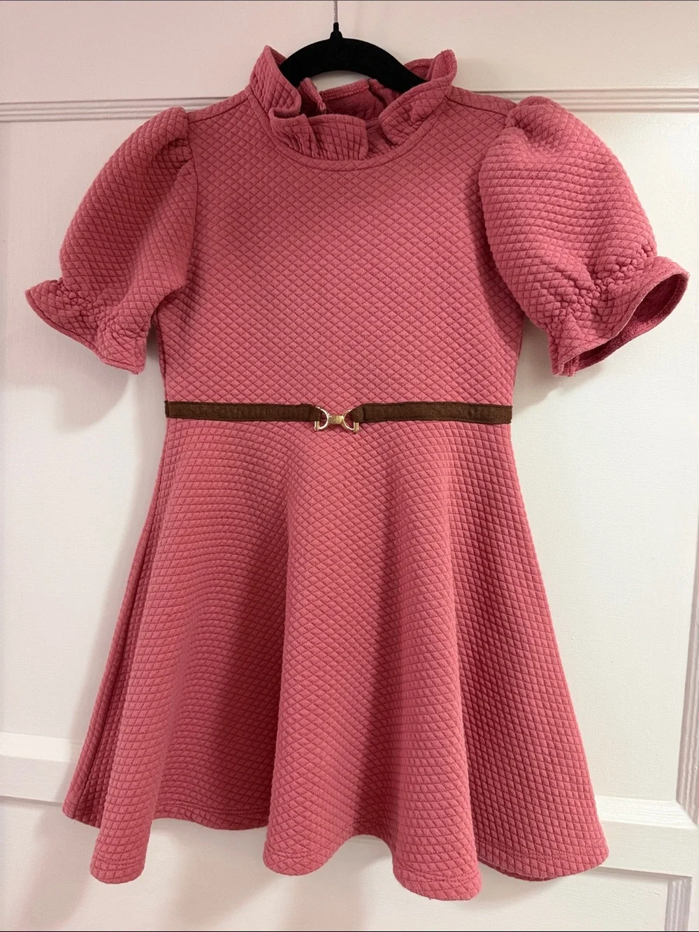Janie and Jack Equestrian Chic Dress Pink Quilted Fit-and-Flare Ruffle Dress